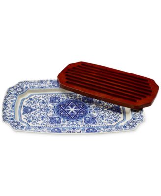 Judaica Challah Tray with Wooden Insert