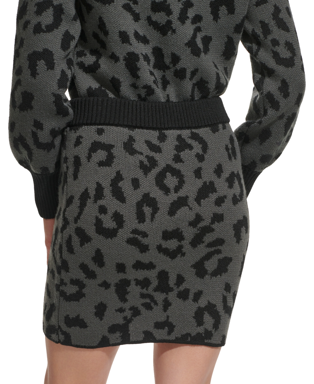 Dkny Jeans Women's Animal-Print Pull-On Mini Sweater Skirt -black