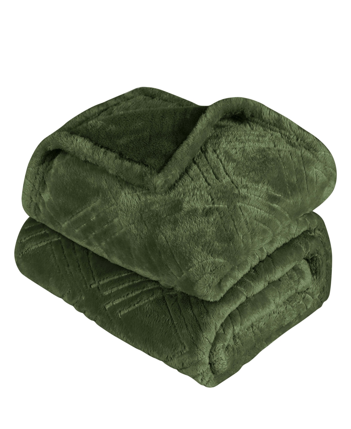 Superior Diamond Flannel Fleece Plush Ultra-soft Blanket, Twin In Green