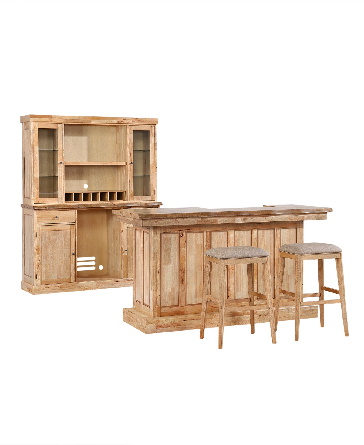 Macy's Logans Edge 5-piece Bar Set (back Bar And Hutch, Bar And Two Stools) In Brown