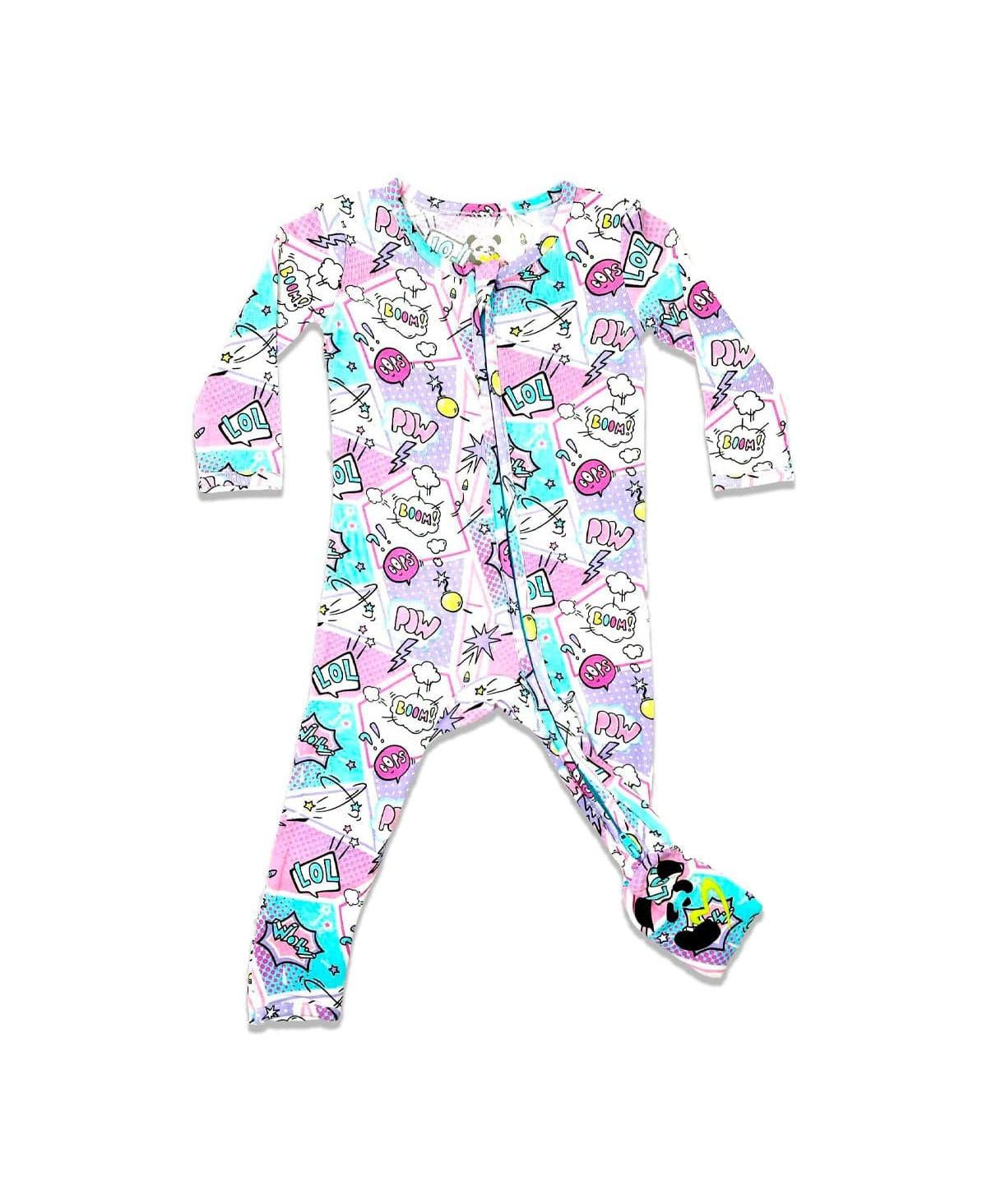 Shop Bellabu Bear Baby Girls Comic Purple Convertible Footie Pajama