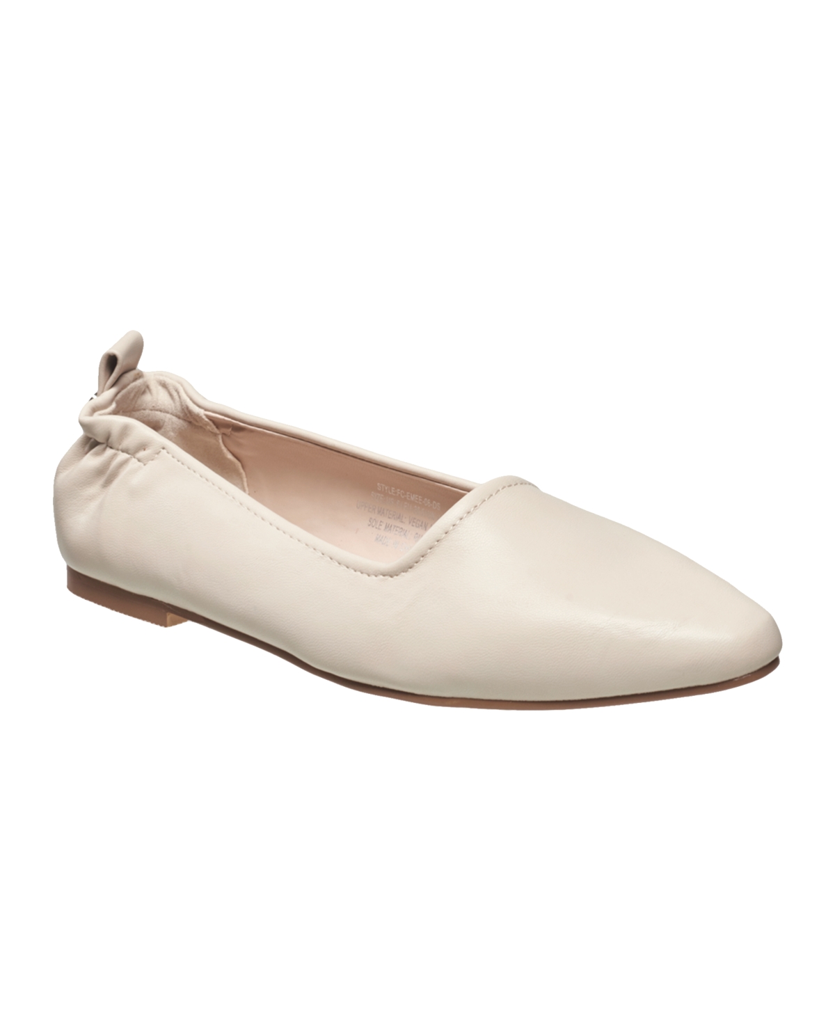 Women's Emee Rouched Back Ballet Flats - Beige- Faux Leather