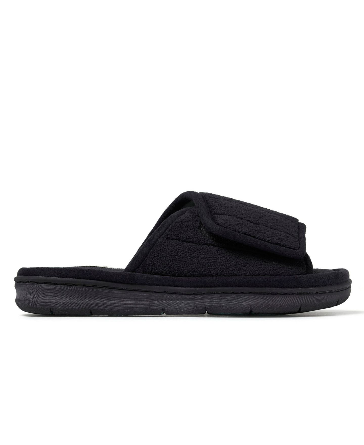 Женские тапочки Dearfoams Mickey Terry Adjustable Shower Slide House Slipper, цвет: Чёрный — фото 2
