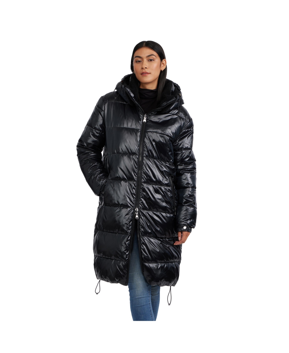Pajar Women's Alsephina Ladies Reversible To Sherpa Long Puffer Coat In Black