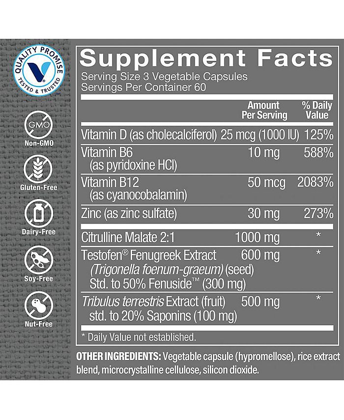 The Vitamin Shoppe Ultimate ManT Testosterone for Men Boosts Nitric Oxide (180 Vegetarian