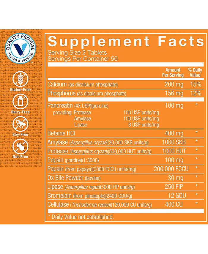 The Vitamin Shoppe MultiEnzyme Digestive Formula with 30mg Ox Bile