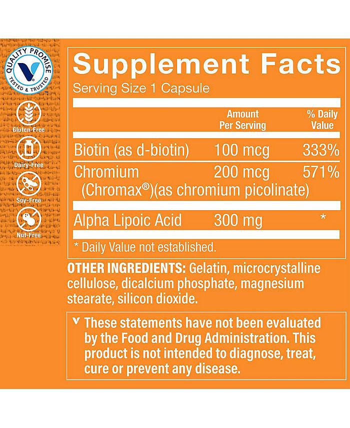 The Vitamin Shoppe Alpha Lipoic Acid Antioxidant with Chromax & Biotin