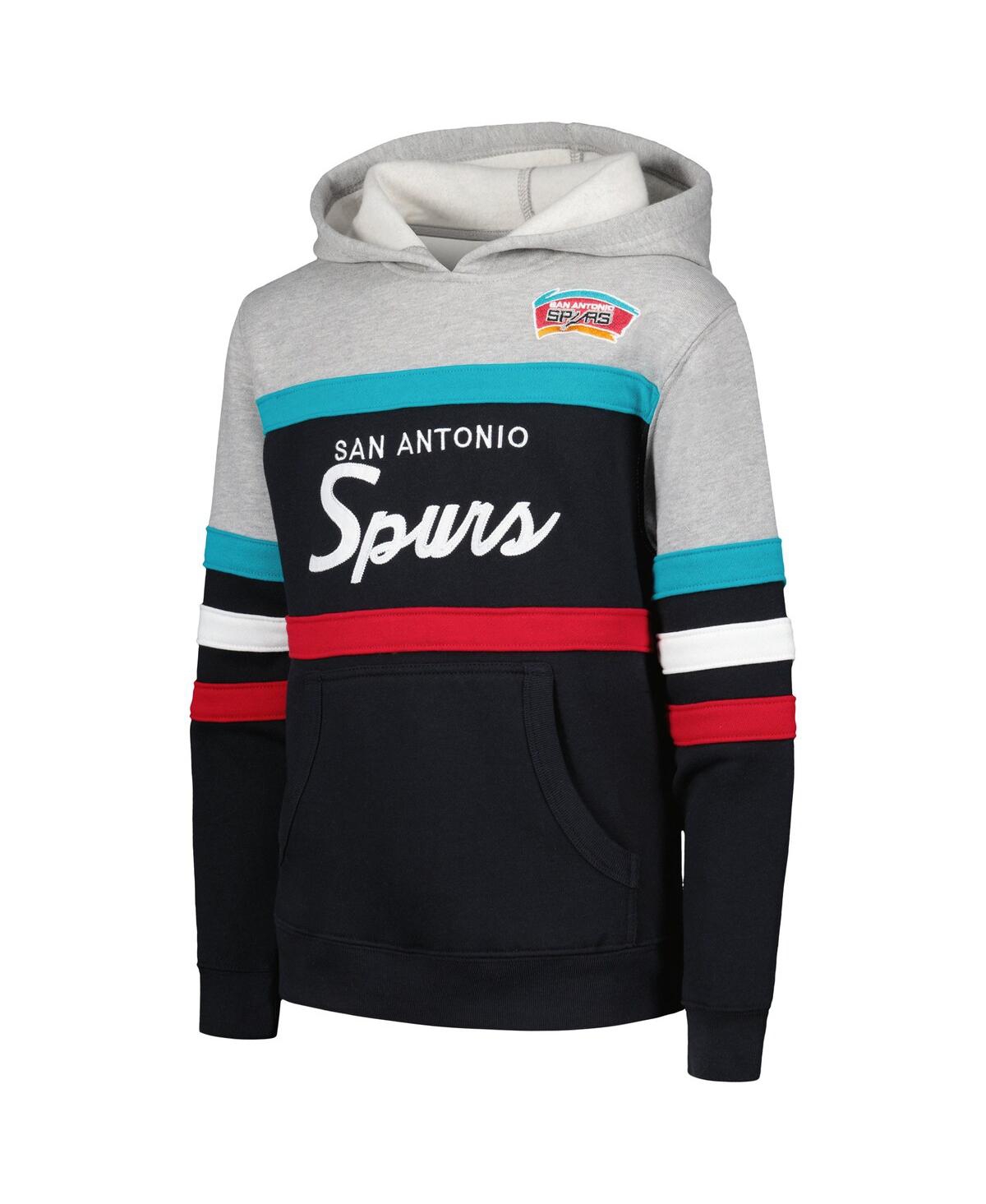 Mitchell & Ness Big Boys  Gray, Black San Antonio Spurs Hardwood Classics Head Coach Pullover Hoodie In Gray,black