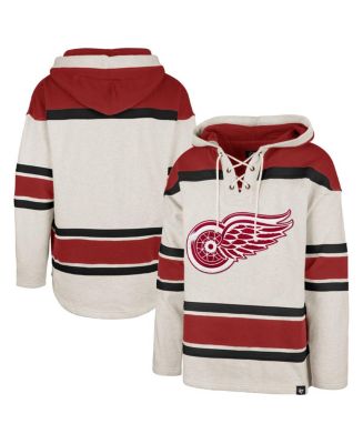 Men's '47 Brand Oatmeal Detroit Red Wings Rockaway Lace-Up Pullover ...