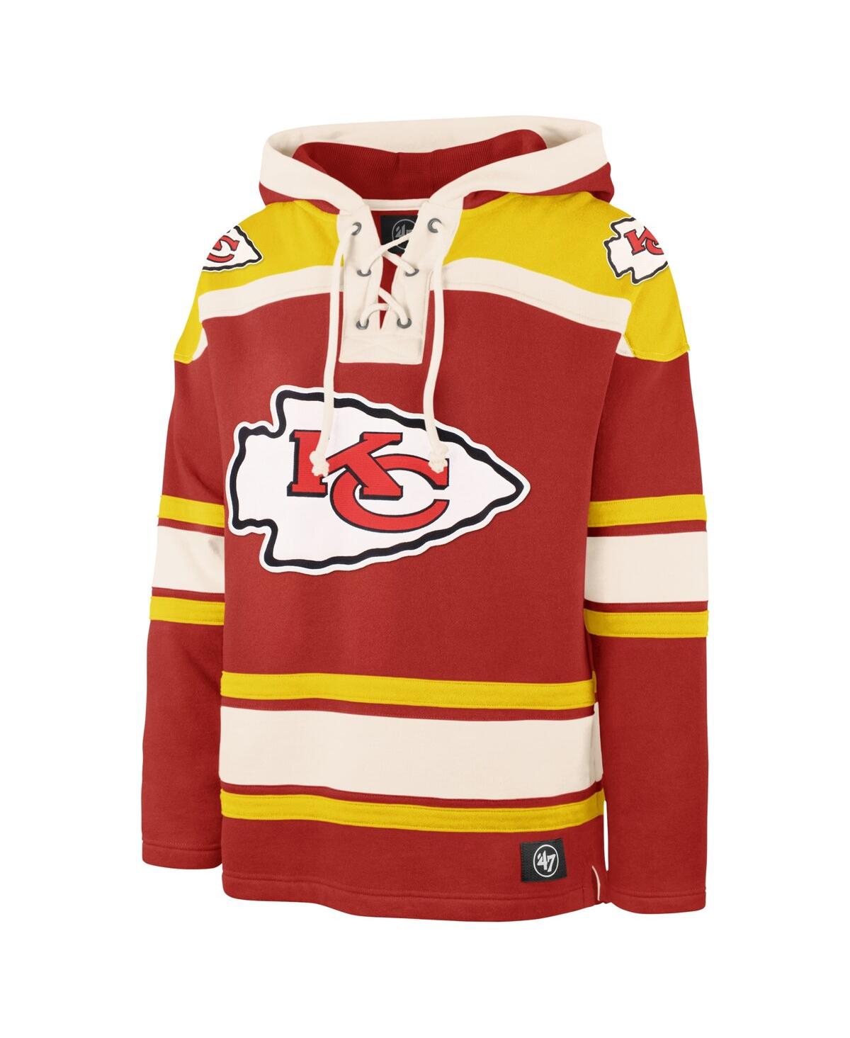 Shop 47 Brand Men's ' Red Kansas City Chiefs Big And Tall Superior Lacer Pullover Hoodie