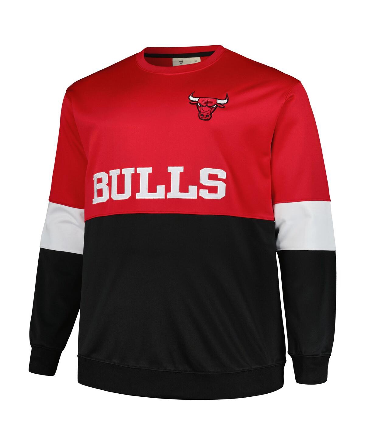 Shop Fanatics Men's  Red, Black Chicago Bulls Big And Tall Split Pullover Sweatshirt In Red,black