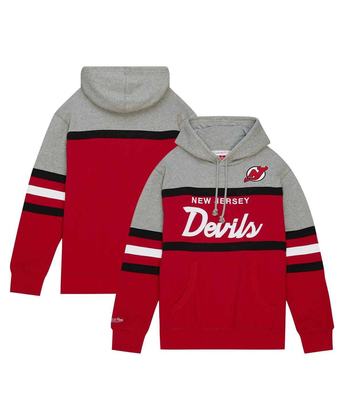 Mitchell & Ness Men's  Red, Gray New Jersey Devils Head Coach Pullover Hoodie In Red,gray