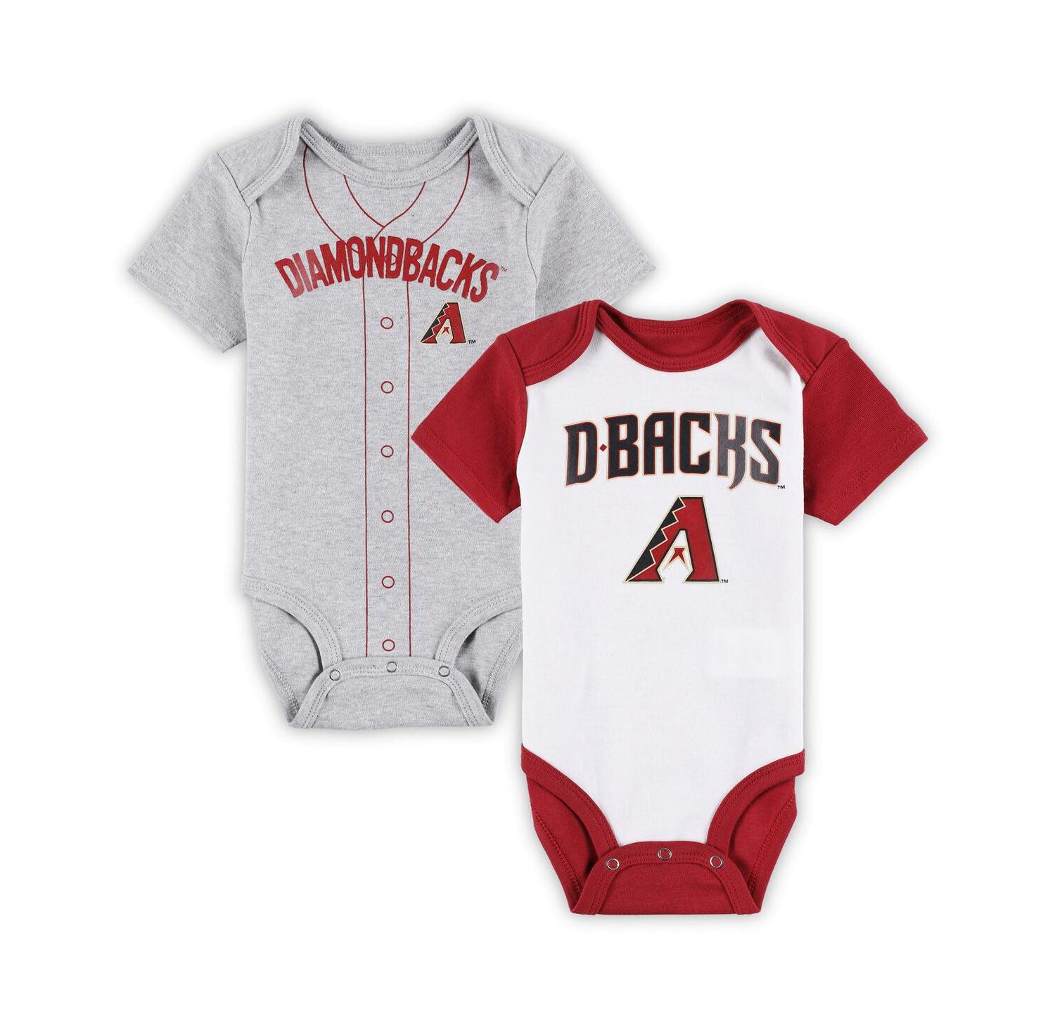 Infant Boys and Girls White, Heather Gray Arizona Diamondbacks Two-Pack Little Slugger Bodysuit Set
