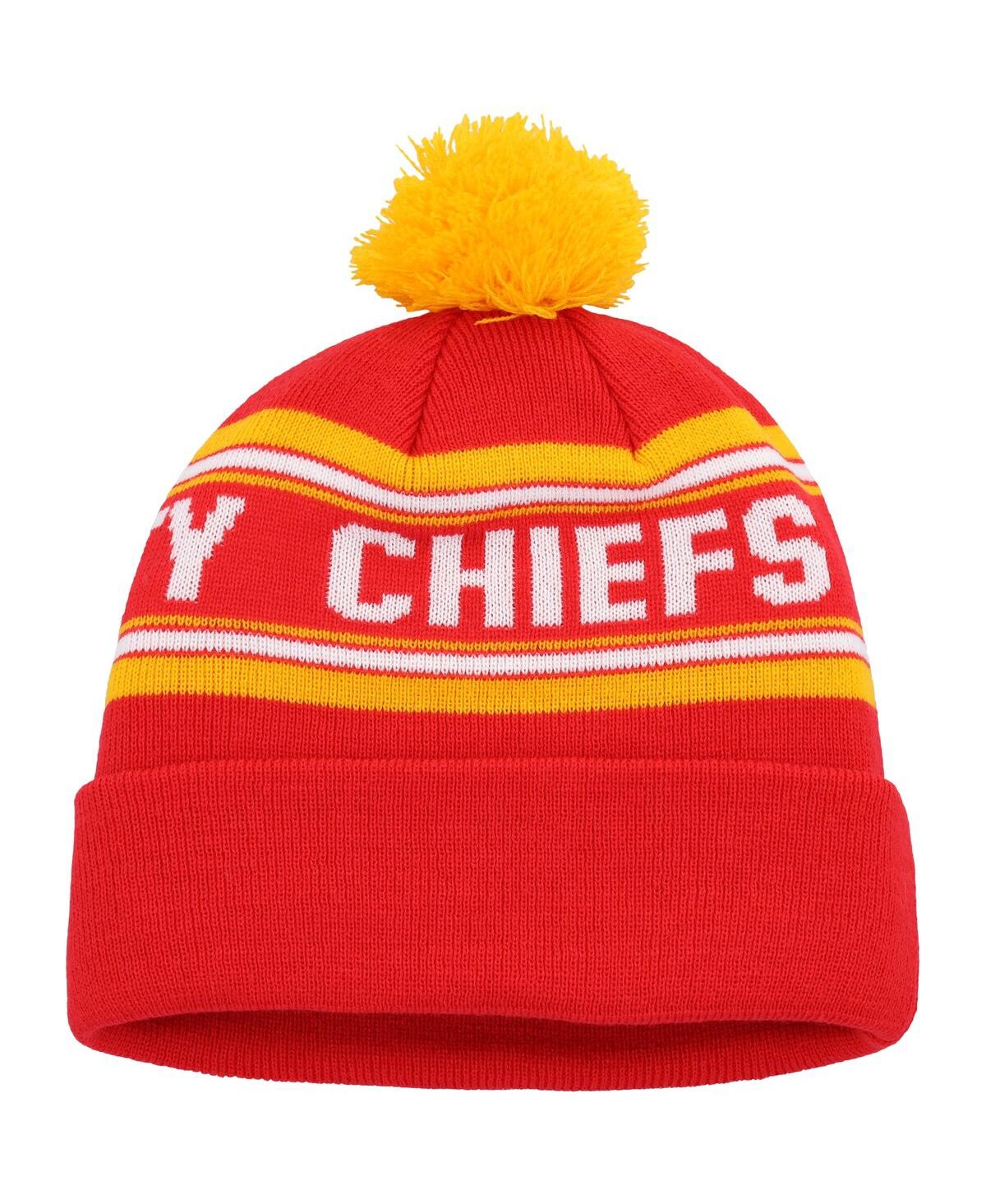 Youth Boys and Girls Red Kansas City Chiefs Jacquard Cuffed Knit Hat with Pom