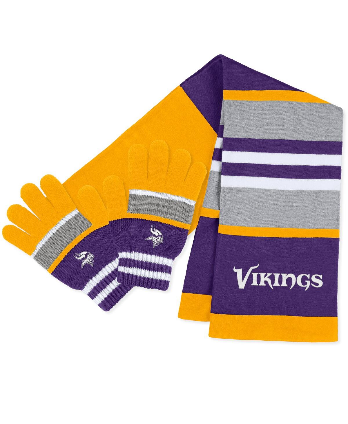 Wear By Erin Andrews Women's  Minnesota Vikings Stripe Glove And Scarf Set In Multi