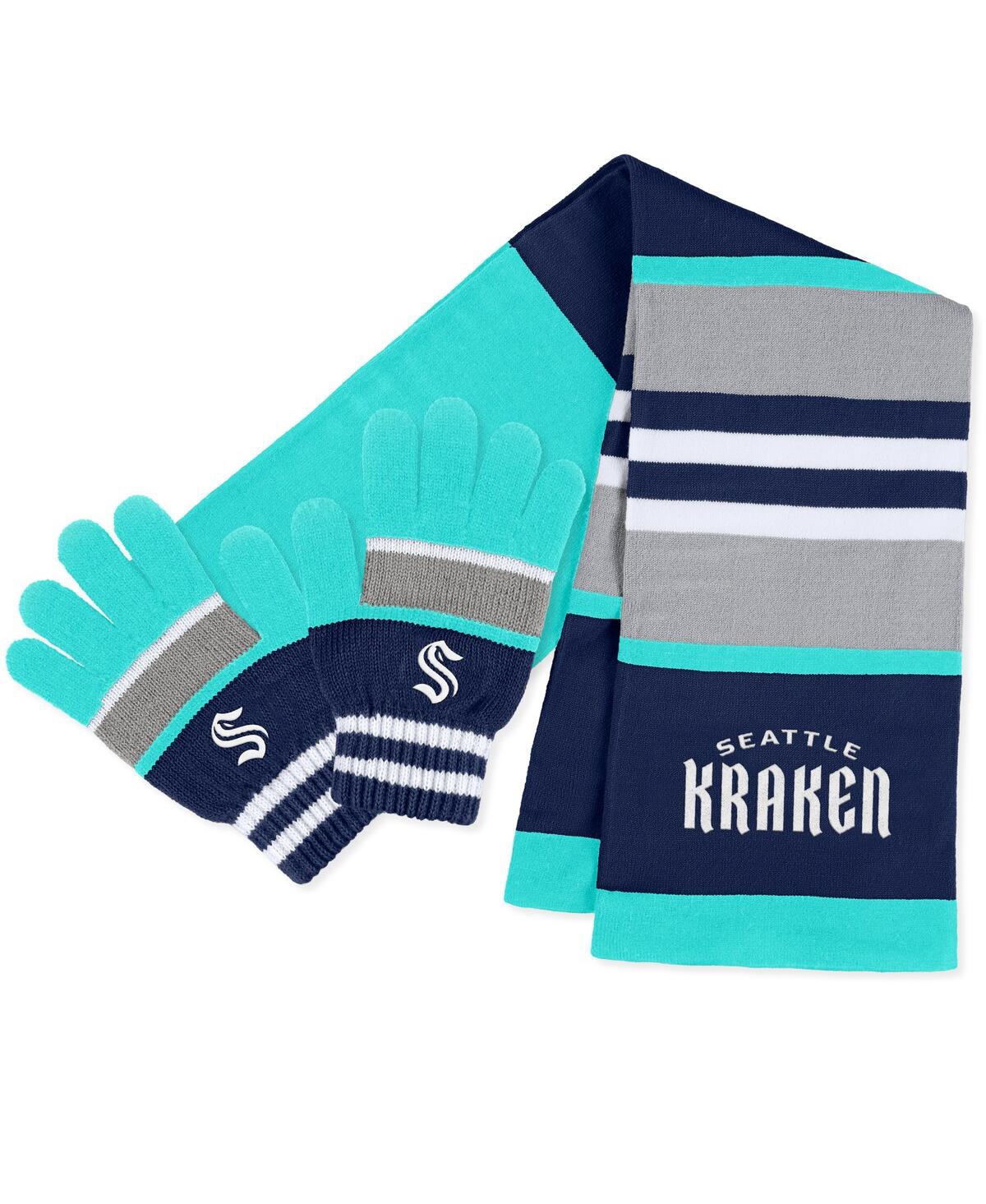 Wear By Erin Andrews Women's  Seattle Kraken Stripe Glove And Scarf Set In Multi
