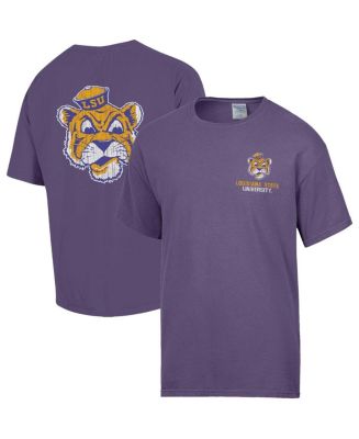 Men's Comfortwash Purple Distressed LSU Tigers Vintage-Like Logo T ...