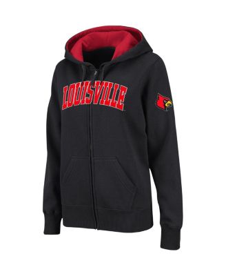 Women's Black Louisville Cardinals Arched Name Full-Zip Hoodie