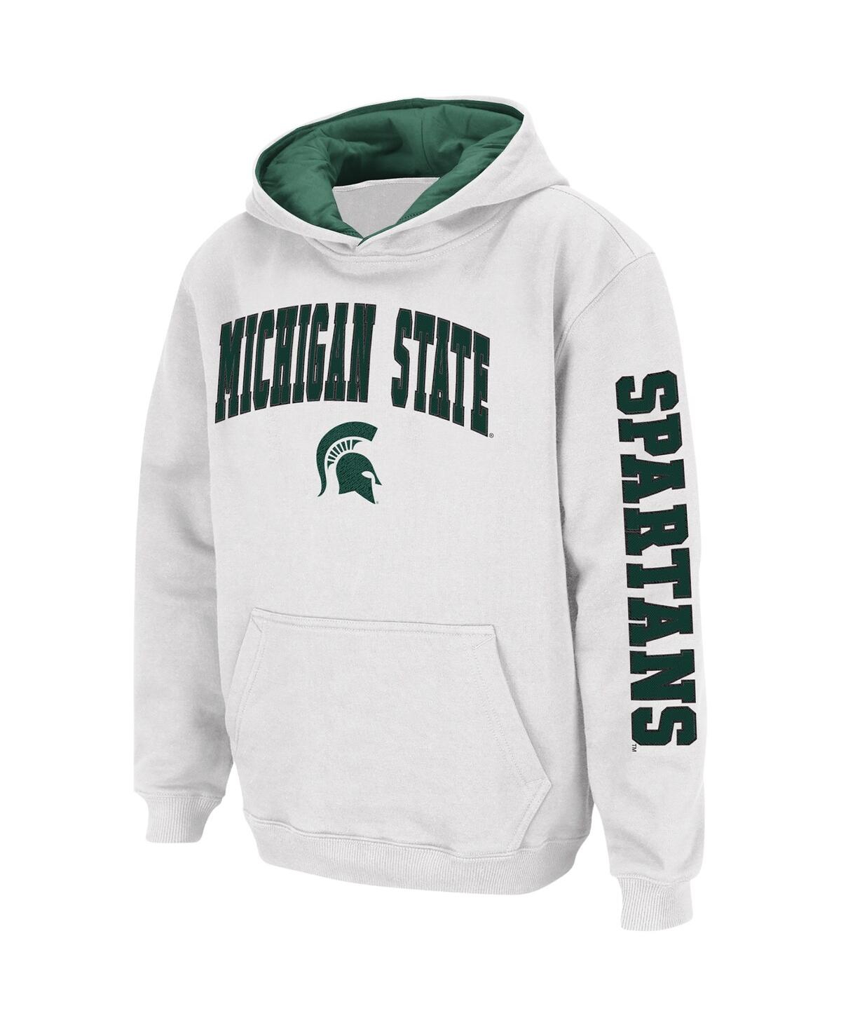 Shop Colosseum Big Boys  White Michigan State Spartans 2-hit Pullover Hoodie