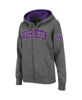 Women's Charcoal Washington Huskies Arched Name Full-Zip Hoodie