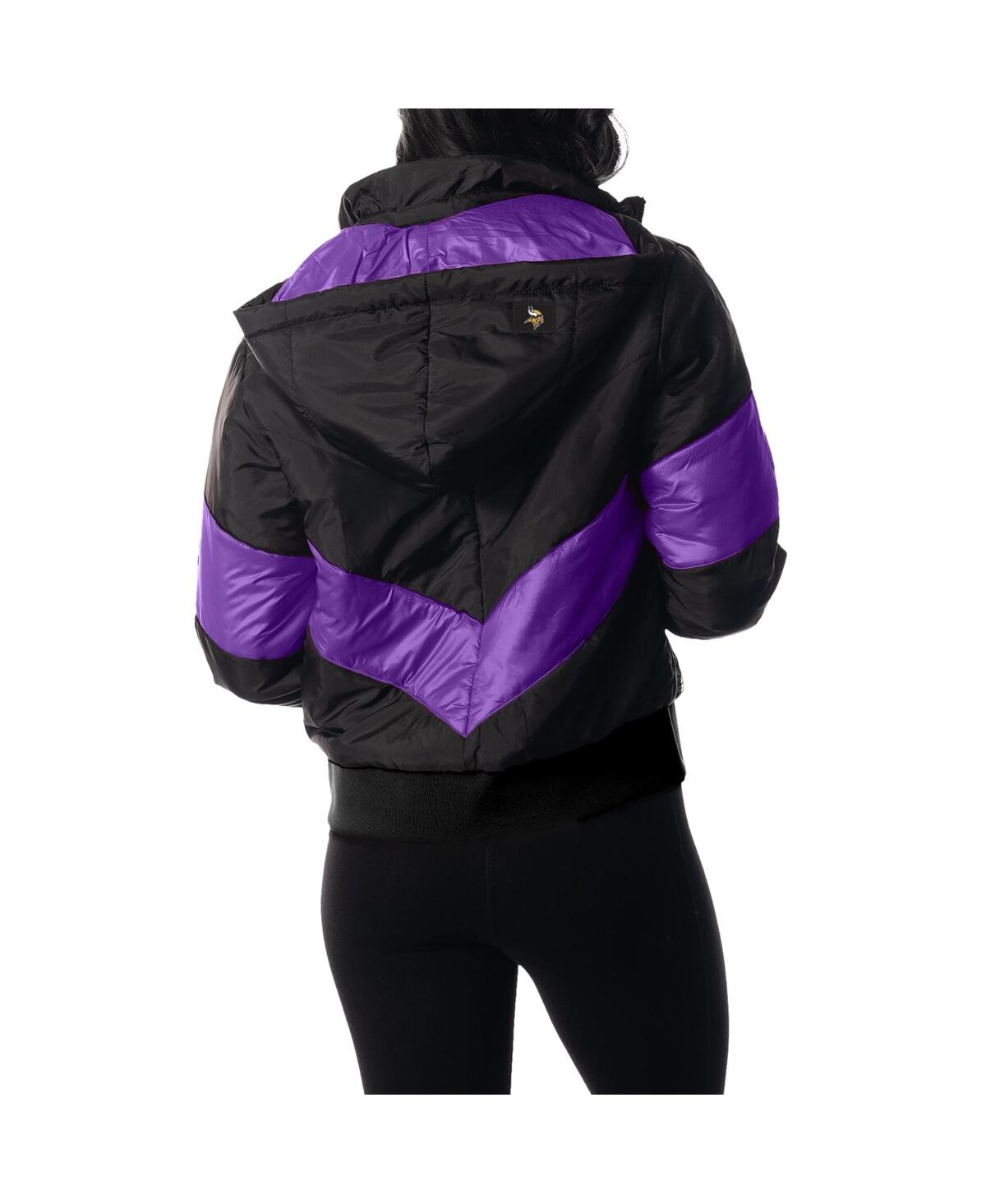 Shop The Wild Collective Women's  Black Minnesota Vikings Puffer Full-zip Hoodie Jacket