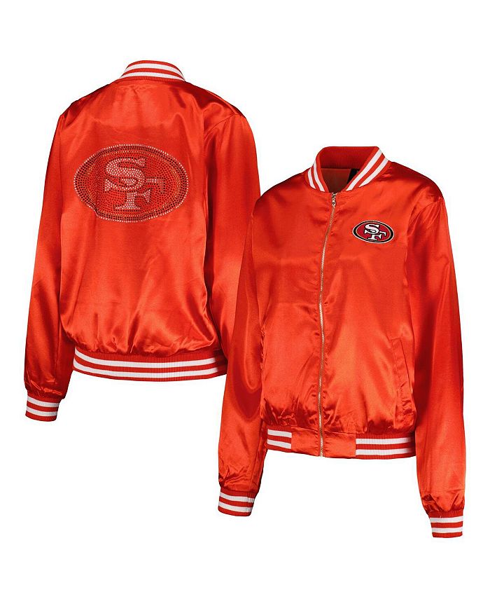 Cuce Women's Scarlet San Francisco 49ers Rhinestone Full-Zip Varsity Jacket  - Macy's