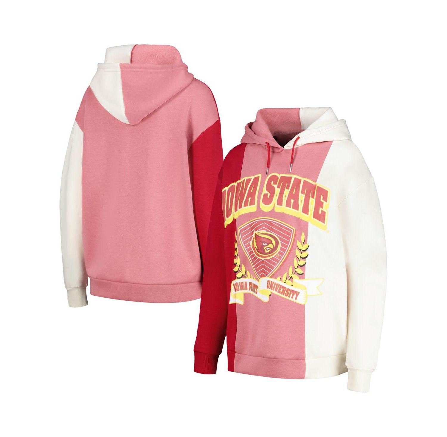 Women's Cardinal Iowa State Cyclones Hall of Fame Colorblock Pullover Hoodie