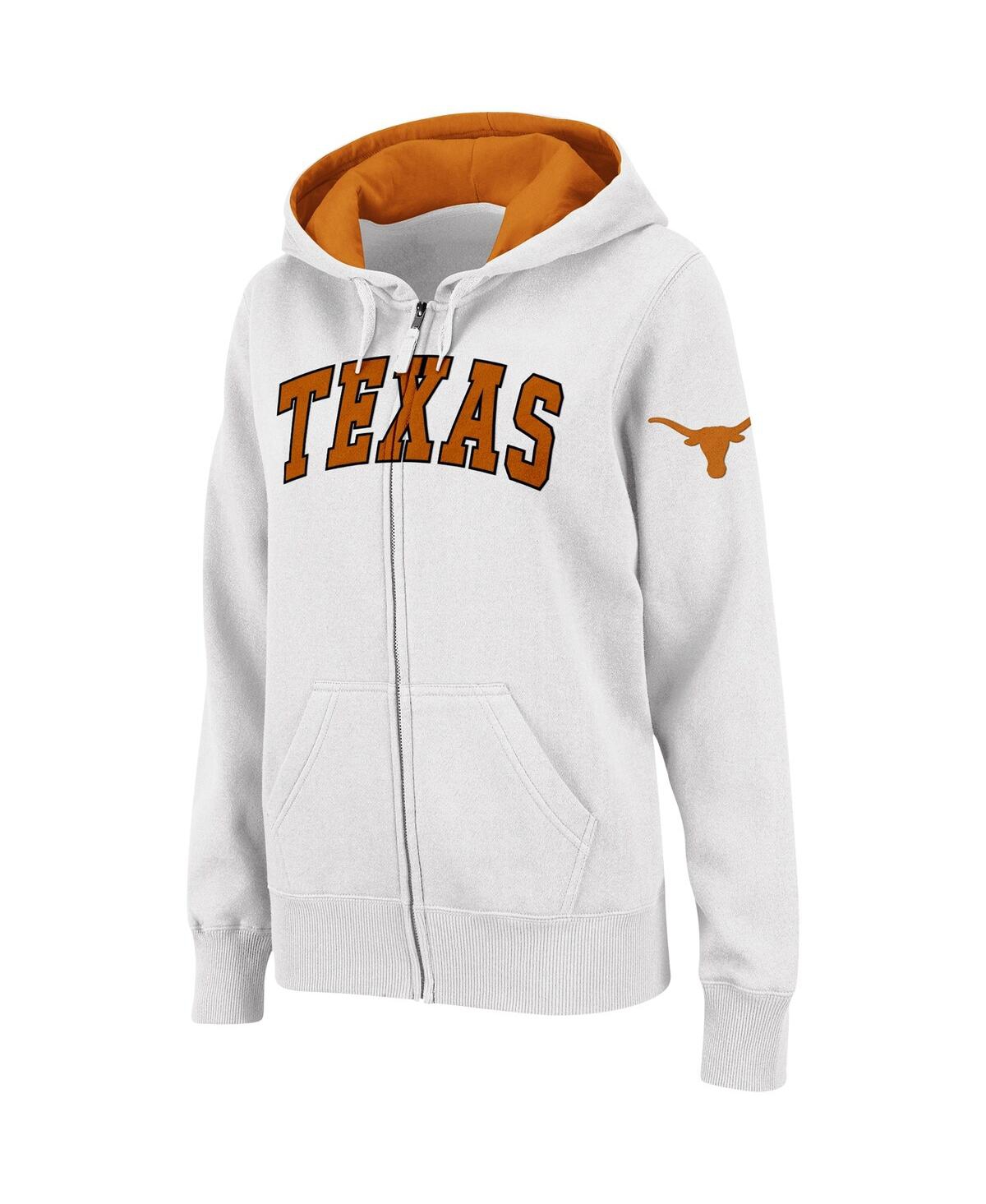Women's Colosseum White Texas Longhorns Arched Name Full-Zip Hoodie