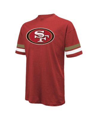 Men's Threads Christian McCaffrey Scarlet Distressed San Francisco 49ers Name and Number Oversize Fit T-shirt