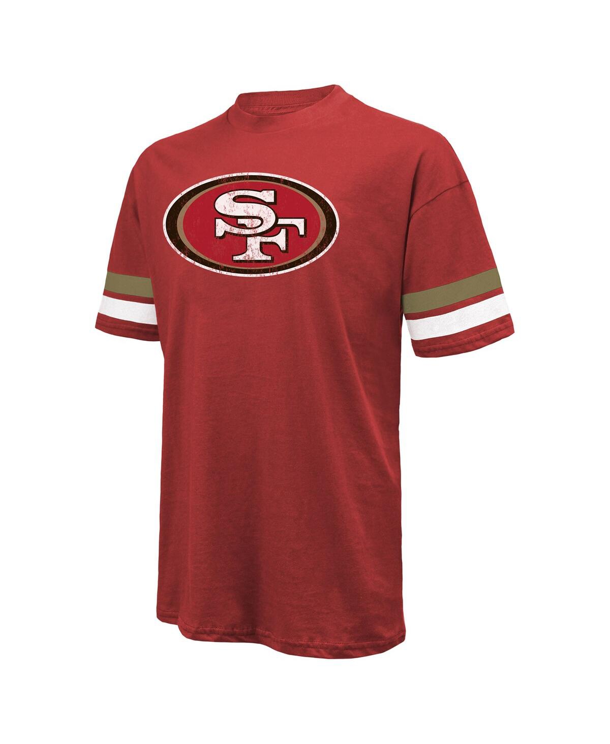 Majestic Men's  Threads Christian Mccaffrey Scarlet Distressed San Francisco 49ers Name And Number Ov In Scarlet