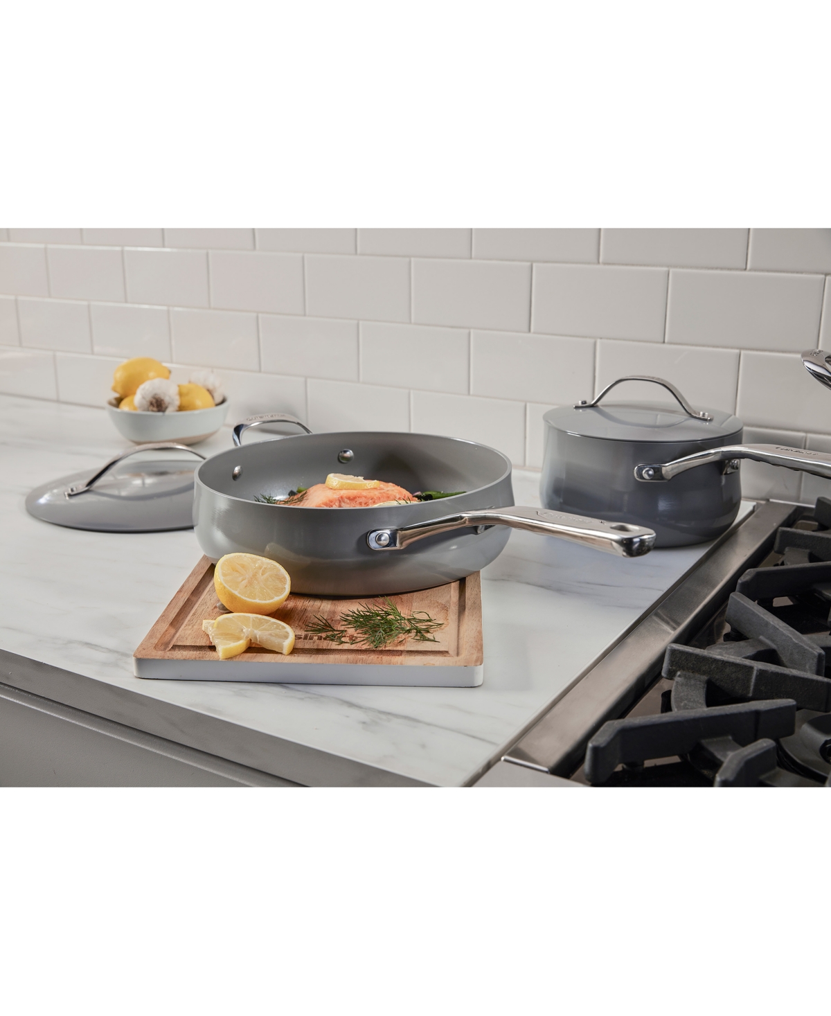 Shop Cuisinart Culinary Collection 8-pc. Nonstick Ceramic Cookware Set, Created For Macy's In Gray