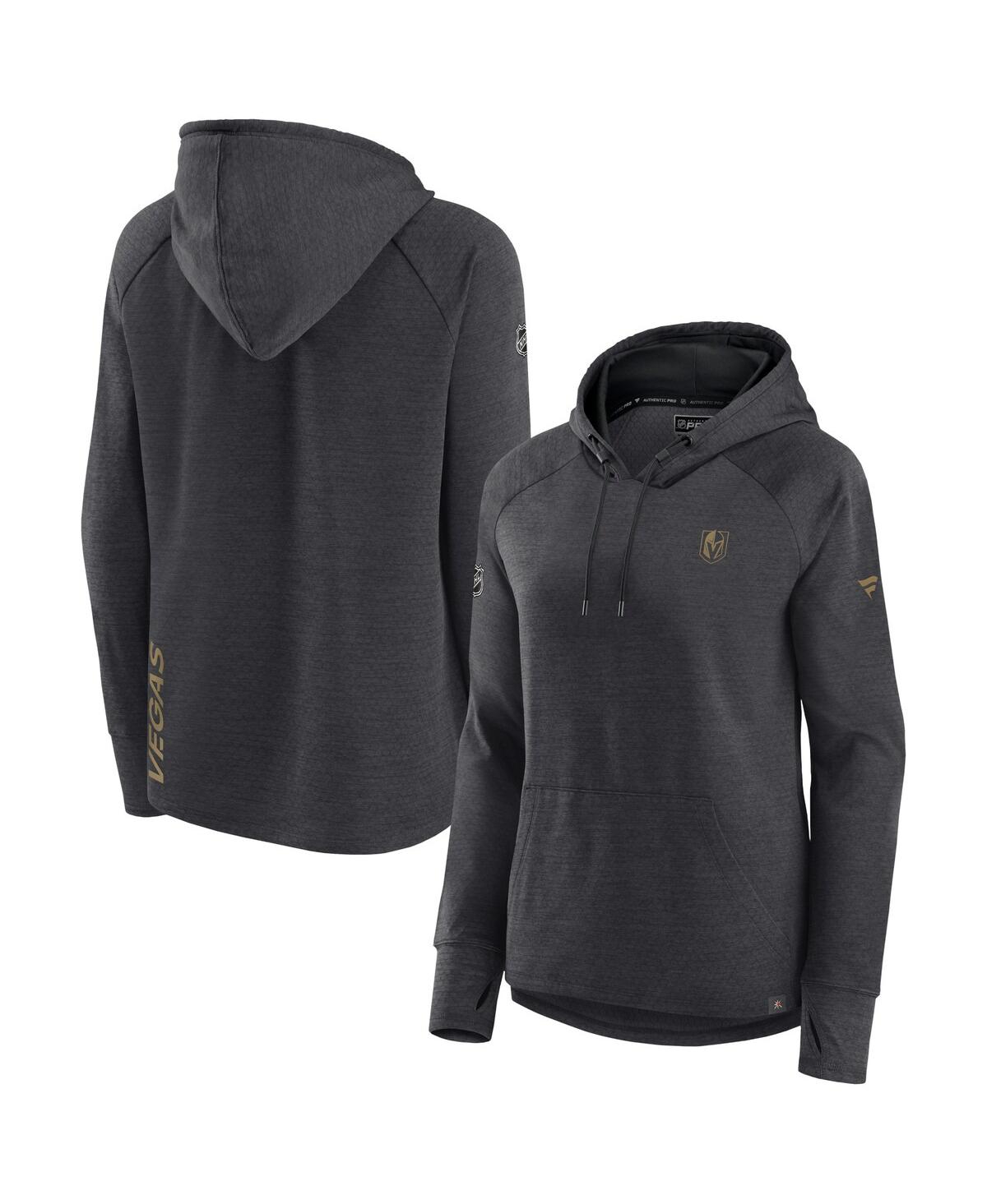 Fanatics Women's  Heather Charcoal Vegas Golden Knights Authentic Pro Pullover Hoodie