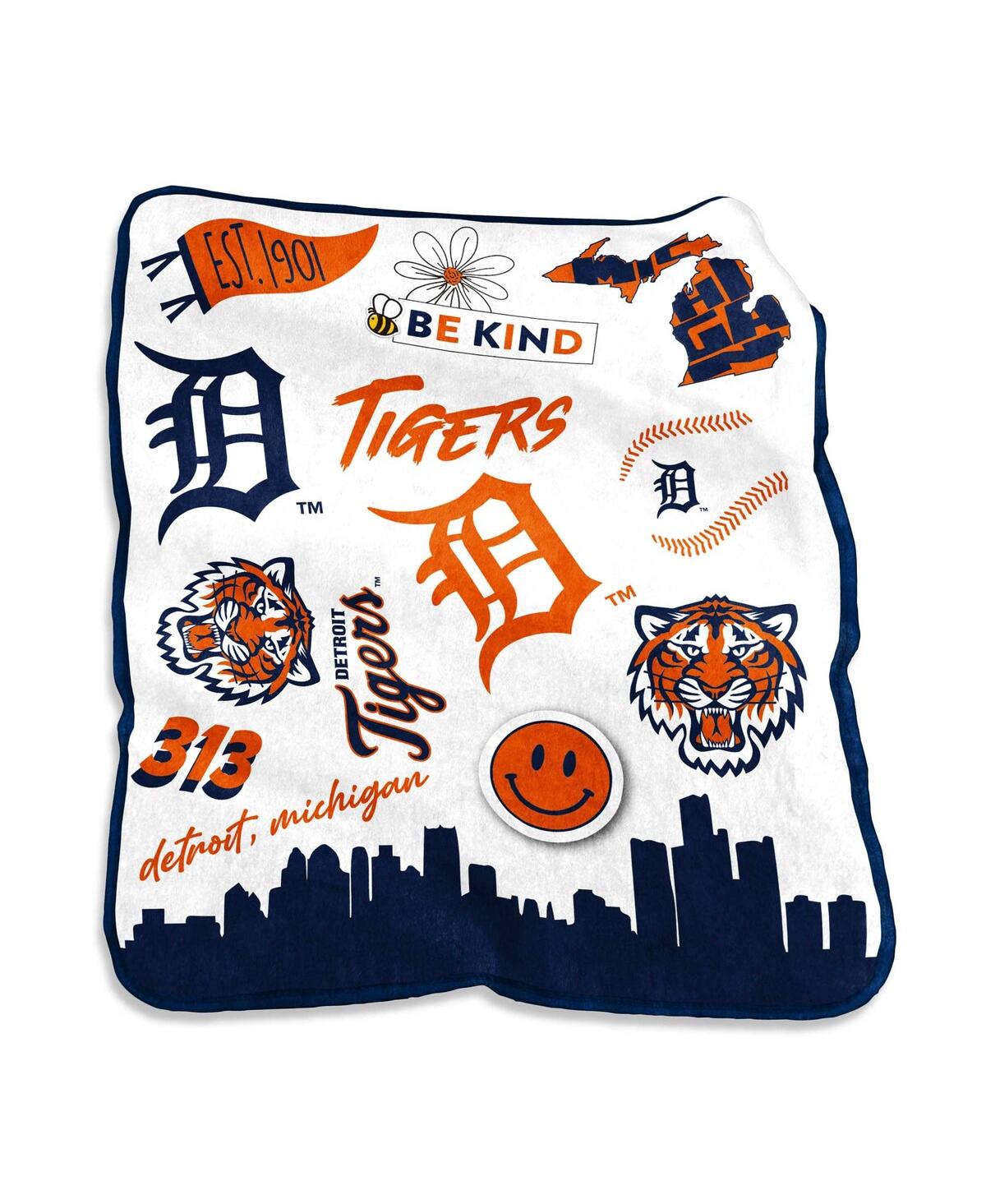 Logo Brands Detroit Tigers 50'' X 60'' Native Raschel Plush Throw Blanket In Multi
