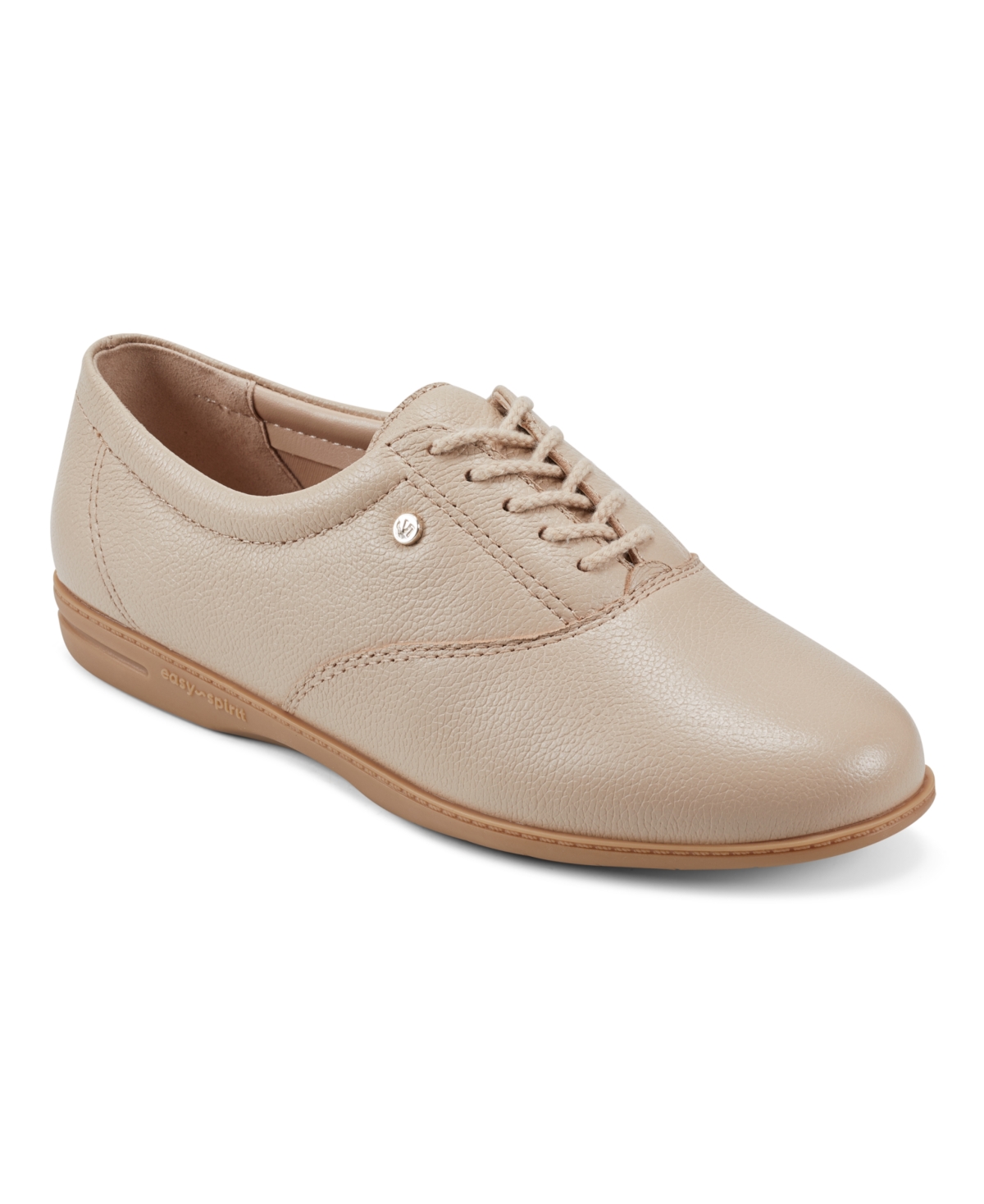 Motion Round Toe Casual Oxfords Flats - Light Natural Leather