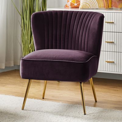 Velvet Accent Chair with Gold Metal Legs for Bedroom Guest Room Vanity