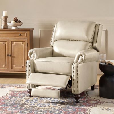 Franco Traditional Genuine Leather Manual Recliner