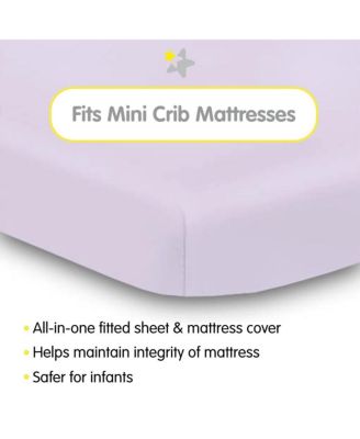 All-in-One Fitted Sheet & Waterproof Cover for 38" x 24" Mini Crib Mattress (2-Pack)