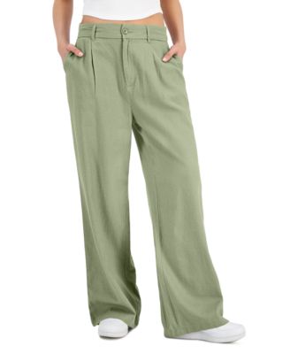 Rewash - Juniors' High Rise Pleated Wide-Leg Trousers