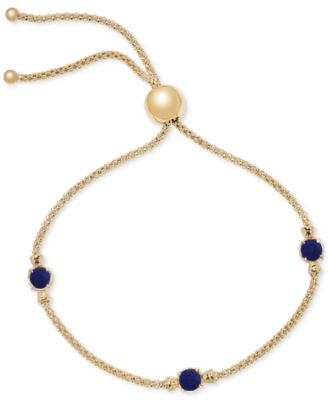 Lab Grown Onyx Popcorn Link Bolo Bracelet in 14k Gold-Plated Sterling Silver (Also available in lapis lazuli, swiss blue topaz, turquoise, amethyst & citrine.)