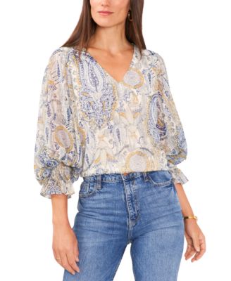 Vince Camuto - Women's V-Neck Balloon-Sleeve Blouse