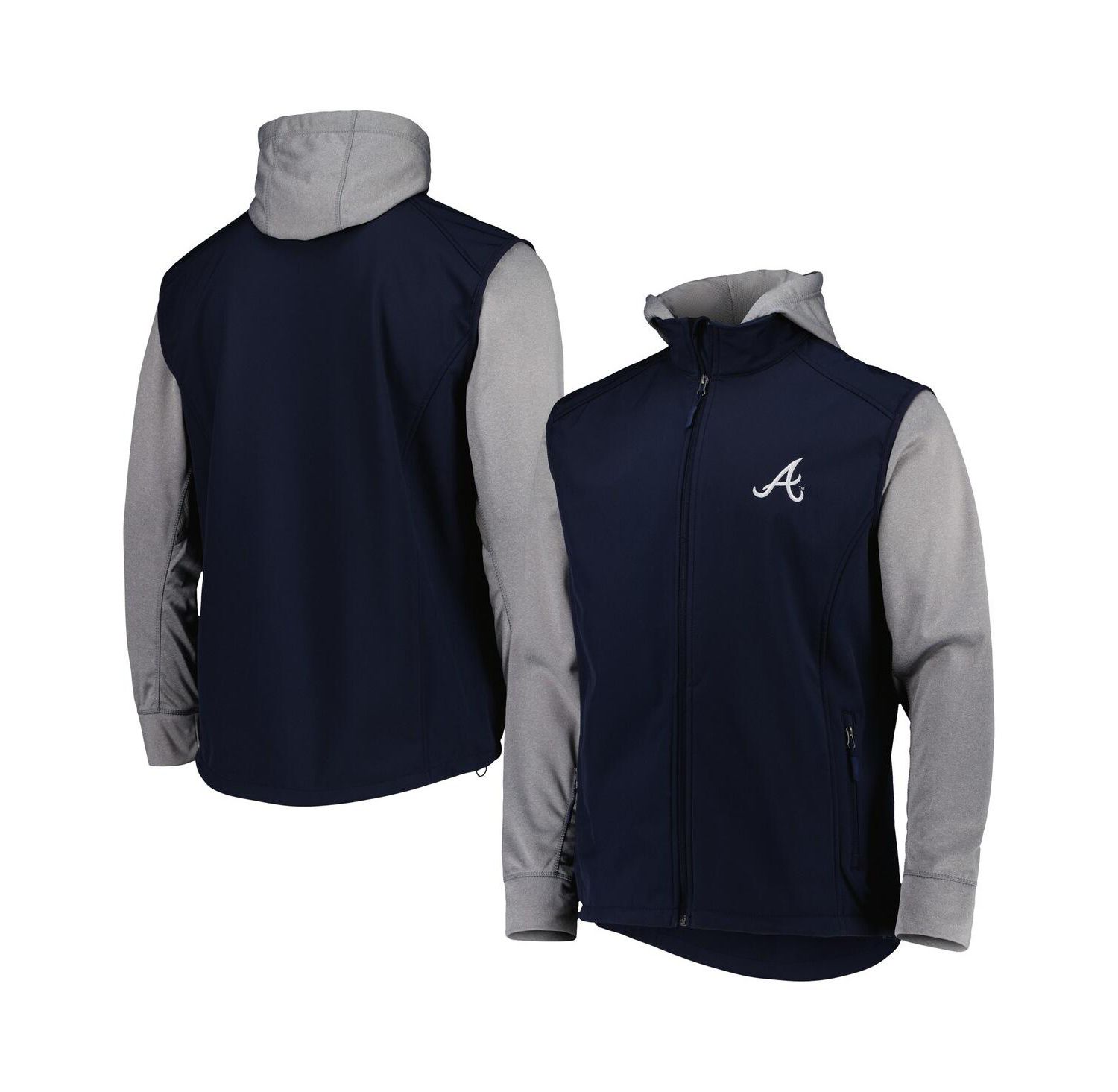 Men's Navy, Heather Gray Atlanta Braves Alpha Full-Zip Jacket