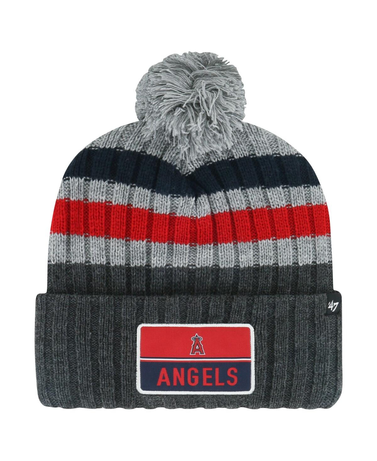 47 Brand Men's ' Gray Los Angeles Angels Stack Cuffed Knit Hat With Pom