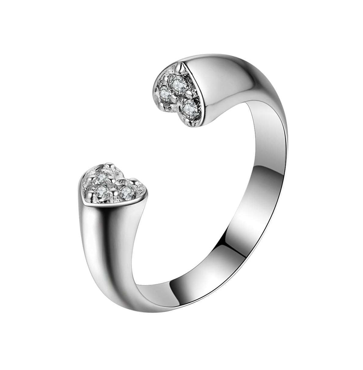 Cubic Zirconia Heart Ring - Silver
