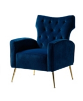 Hulala Home Danita Wooden Upholstery Accent Chair with Contemporary Velvet - Black