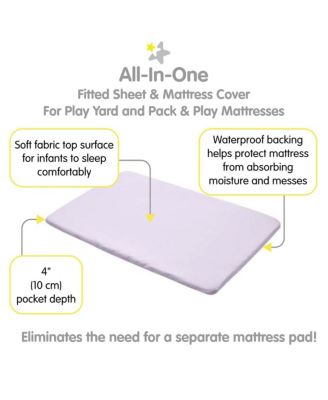 All-in-One Fitted Sheet & Waterproof Cover for 39" x 27" Play Yard Mattress (2-Pack)