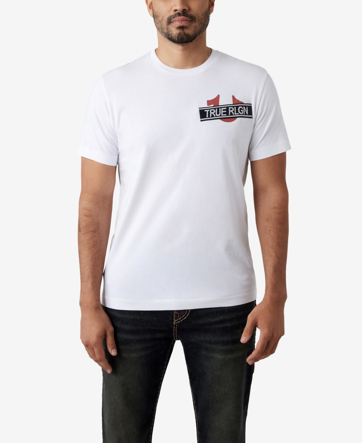 True Religion Men's Srs Tape Short Sleeve T-shirt In Optic White