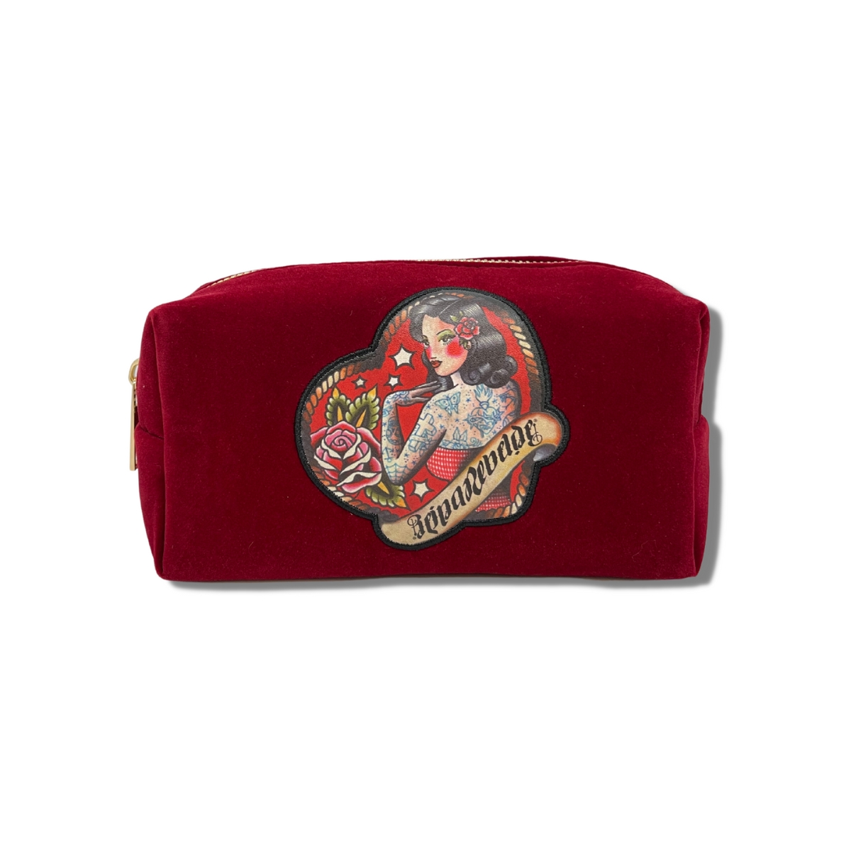 Luxe Makeup Bag With Patch - Red