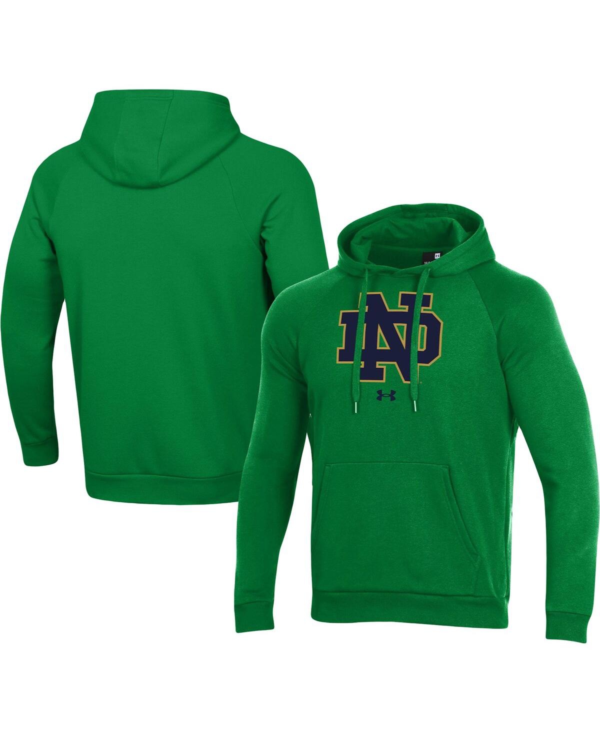Under Armour Men's  Green Notre Dame Fighting Irish Primary School Logo All Day Raglan Pullover Hoodi