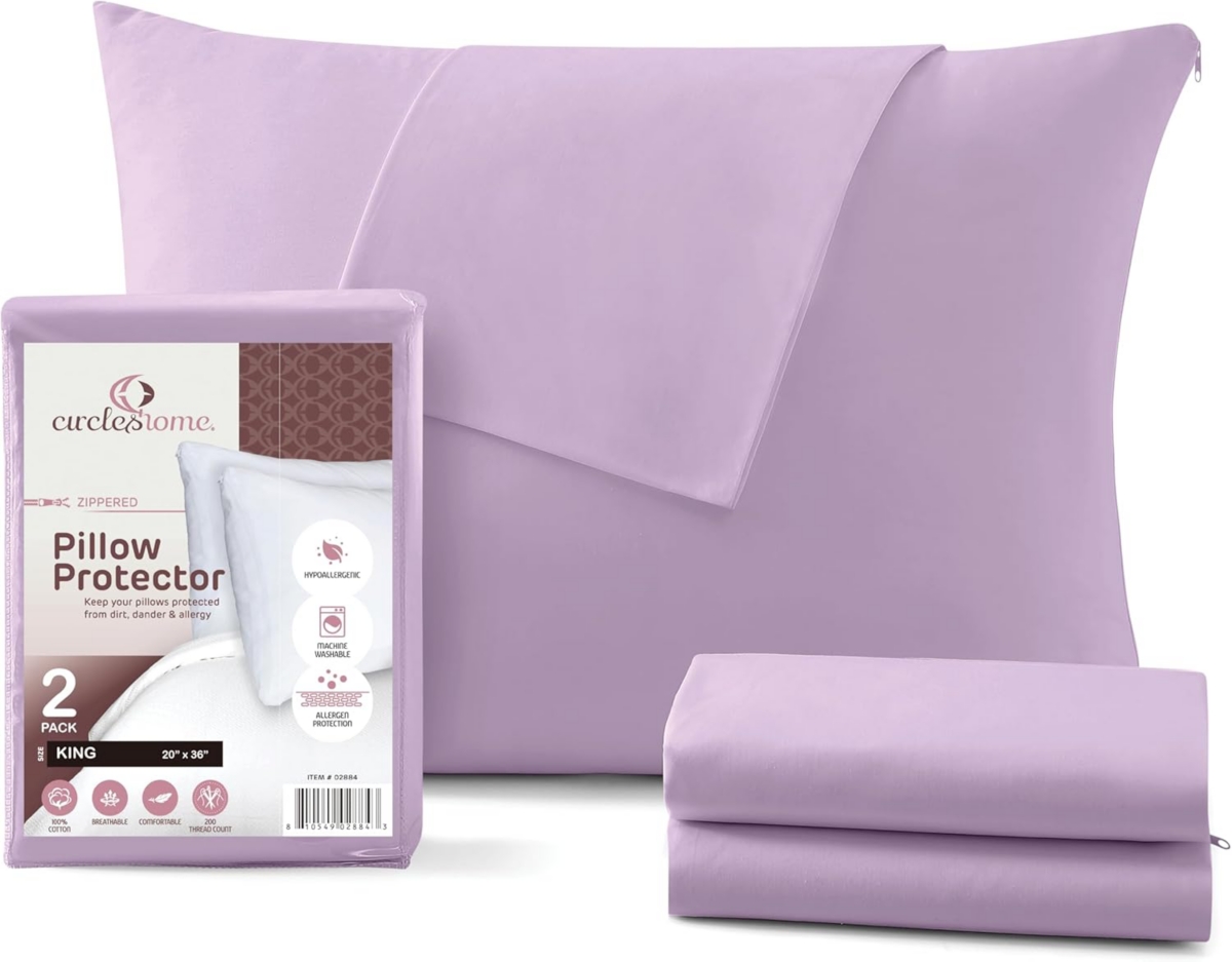 Circles Home 100% Cotton Size Pillow Protector with Zipper - (2 Pack)