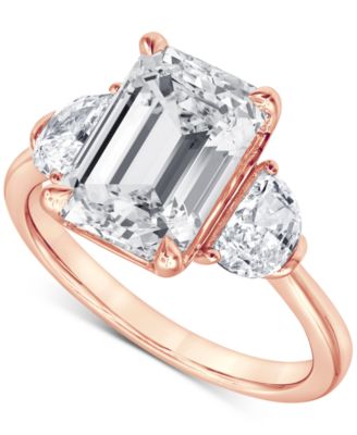 Badgley Mischka Certified Lab Grown Emerald Diamond Three Stone Engagement Ring (4-5/8 ct. t.w.) in 14k Gold